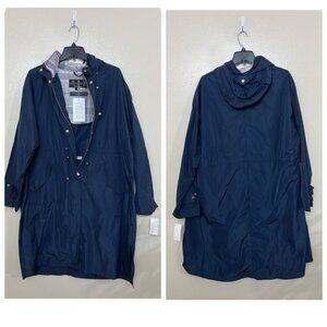 Barbour Women's Harper Water Resistant Jacket Plus Size 2X Navy Hooded